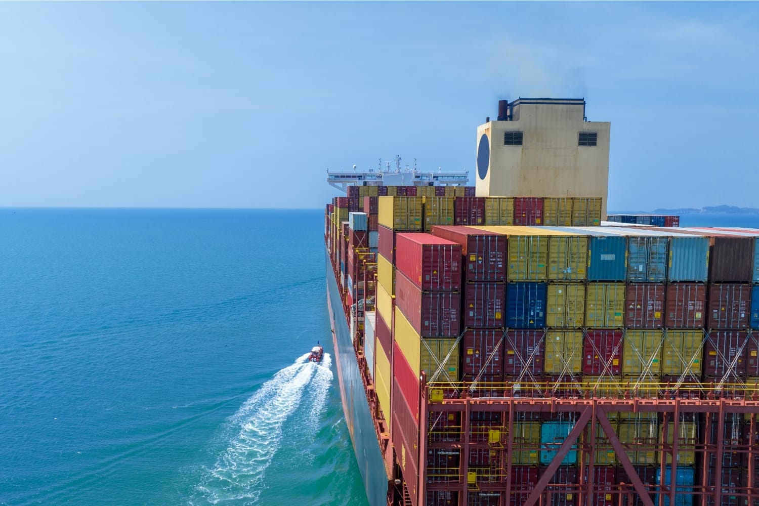Large container ship at sea, carrying cargo via sea freight. -Shipping Company in Egypt